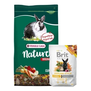 VERSELE-LAGA Cuni Nature Original  2,5 kg – pentru iepuri miniaturali + Brit Animals Immune Stick pentru rozătoare 80 g