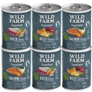 WILD FARM Superfood Mix of Flavours 6x400g hrană pentru câini fără cereale