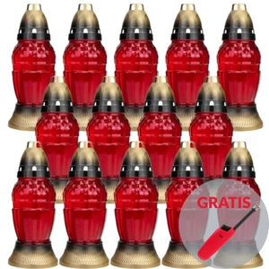 Lumânare LUKS Piatră funerară roșie 401K 21cm 14 buc + brichetă GRATUITĂ!!!