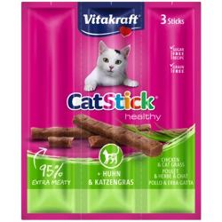 Vitakraft Cat Stick Mini Kabanosy Cu pui și iarbă 3x18g