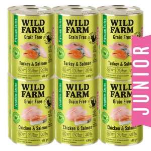 WILD FARM Premium Grain Free Curcan și simon / Paul și simon Junior 12x400g - hrană fără cereale pentru pisoi