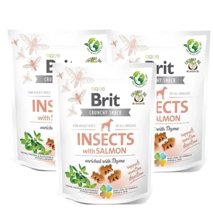 Brit Care Dog Crunchy Cracker Insecte bogate în somon 3x200g