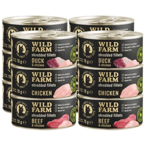 WILD FARM Fillets Duck&Chicken 12x70g - hrană umedă pentru pisici fără cereale, file în bulion