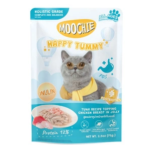 MOOCHIE Happy Tummy Rețetă cu ton și piept de pui în jeleu (intestin sănătos) 70 g
