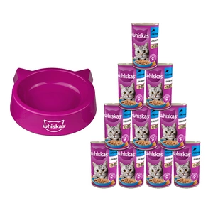 WHISKAS Hrană umedă pentru pisici 1+ cu ton în jeleu 400 g + BOL PENTRU PISICI GRATUIT!!!