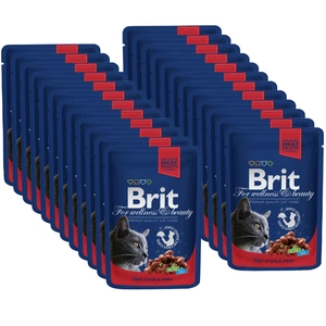 Brit Premium Cat pentru pisici adulte cu carne de vită și mazăre 24x100g