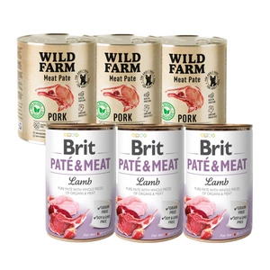 Brit Pate &amp; BRIT PATE &amp; MEAT LAMB 3x800g + WILD FARM Pate Pork 3x800g Lamb 800g