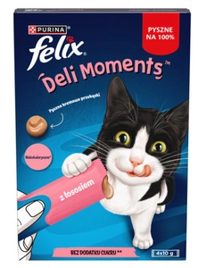 Felix Deli Moments Gustări cremoase pentru pisici cu somon 4x10g