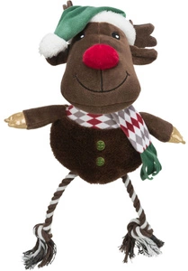 TRIXIE Reindeer, jucărie, pentru câine, poliester/cotton, 49 cm, cu sunet, cu cordon