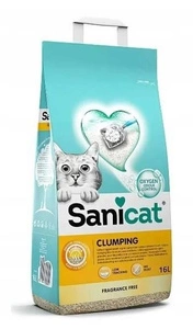 SANICAT Clumping unscented 16L - așternut de bentonită fără parfum pentru pisici