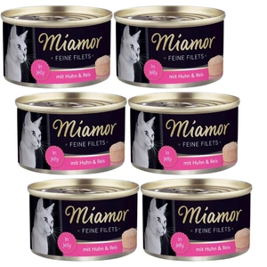 Miamor Feine Filets – hrană umedă pentru pisici, fileuri de pui cu orez, 6 conserve de 100 g