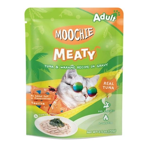 MOOCHIE Ton și Wakame în sos 70g hrană umedă pentru pisici (Ton și alge wakame în sos)