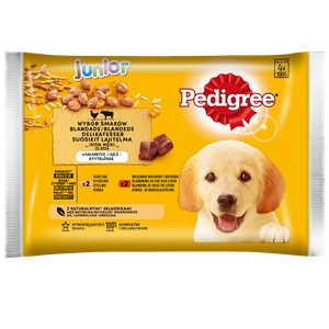 Pedigree Hrană umedă Jellied Puppy Food (pui și orez, carne de vită și orez) 4x100g