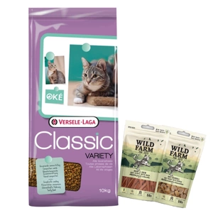 Versele-Laga Classic Cat Variety 10kg + WILD FARM 2x50g tratează pisicile