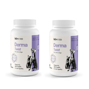 Lab-v Derma Twist – suport pentru piele, blană și bariera protectoare pentru câini și pisici 2x60 capsule cu capac răsucit
