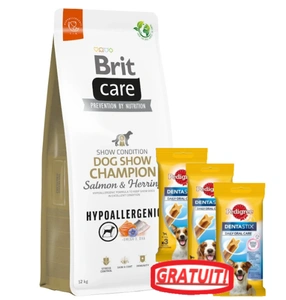 BRIT CARE Dog Hipoalergenic Dog Show Champion Somon & Hering 12kg +3xDentaStix GRATUIT!