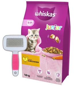 WHISKAS Hrană uscată pentru pisoi Junior cu pui 14 kg+Dog/Cat/Corner Perie de păr -3%