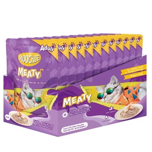 MOOCHIE Ton și Scoici în Jeleu 12x70g hrană umedă pentru pisici (Ton și scoici în jeleu)