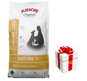 ARION Original Mature 7+ Senior Medium &amp; Large Chicken hrană uscată pentru câini cu pui 12 kg + SURPRIZĂ PENTRU CÂINELE TĂU