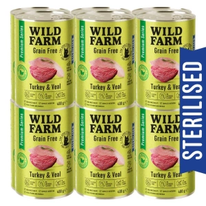 WILD FARM Premium Grain Free Turkey and Veal 12x400g - hrană fără cereale pentru pisici sterilizate