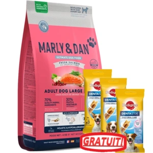 Marly &amp; Dan Adult Dog Large Breed Fresh Salmon Holistic &amp; Hypoallergenic 12 kg hrană uscată + PEDIGREE DentaStix 3x45/77 g
