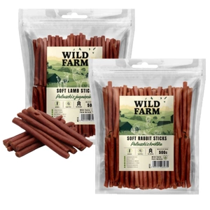 WILD FARM Lamb Chips 500g tratament pentru câini+WILD FARM Rabbit sticks 500g tratament pentru câini