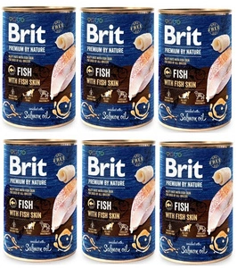 Brit Premium by Nature Pește cu piele de pește 6x400g