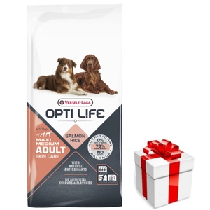 Versele-Laga Opti Life Adult Skin Care Medium &amp; Maxi cu somon 12,5 kg + SURPRIZĂ PENTRU CÂINELE TĂU