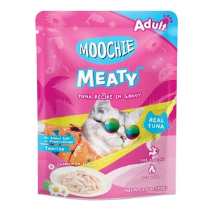 MOOCHIE Ton în sos 70g hrană umedă pentru pisici (ton și mușețel în sos)