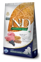 Farmina N&D Ancestral Grain Canine Puppy Medium&Maxi Lamb&Blueberry 12kg