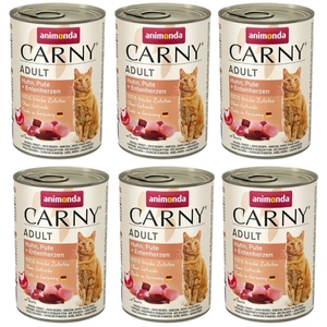 Animonda Cat Carny Adult Pui, Curcan și Inimă de Rață 6x400g
