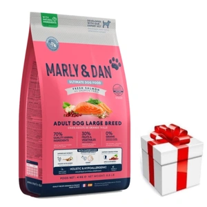 Hrană uscată Marly & Dan pentru câini adulți de talie mare, cu somon proaspăt, holistică și hipoalergenică, 12 kg + SURPRIZĂ PENTRU CÂINE
