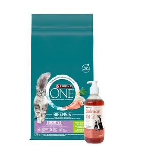 Purina One Sensitive Curcan și Orez Hrană pentru pisici adulte 9,75 kg + LAB V Ulei de somon pentru câini și pisici 500 ml