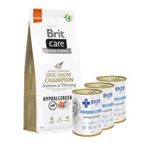 BRIT CARE Dog Hypoallergenic Dog Show Champion Somon & Hering 12kg3xENZO VET Hypoallergenic diet with turkey for dogs 400g