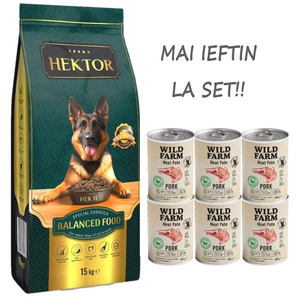 HEKTOR BALANCED Adult 15kg+Wild Farm Pate Pork 6x400g