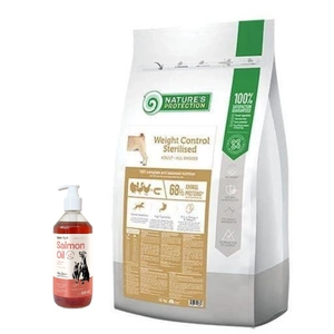 Nature’s Protection Weight Control Sterilised Poultry &amp; Krill 12 kg + LAB V Ulei de somon pentru câini și pisici 500 ml