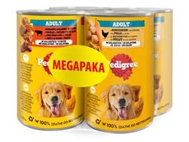 PEDIGREE Adult CAN 4X400G - hrană umedă pentru câini în gelatină (2x CU PUI, 2x CU VITĂ)