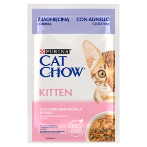 CAT CHOW Hrană pentru pisoi cu miel și dovlecel în sos 85 g - 20 PUNGI + 6 GRATIS!!!