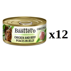 Basttet'o Original Pui cu bucati de vita in jeleu 12x85g (cutie) - pentru caini