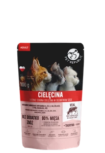 PetRepublic bucăți mărunțite fin într-un sos delicat, 100 g carne de vițel pentru pisici