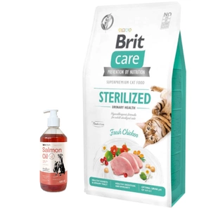 Brit Care Cat Grain-Free Sterilised Urinary Health cu pui 7 kg + LAB V Ulei de somon pentru câini și pisici 500 ml