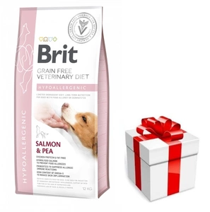 Brit Grain Free Veterinary Diet Dog Hypoallergenic Somon cu mazăre 12 kg + Surpriză pentru câinele tău