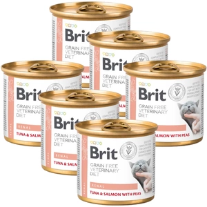 Brit Grain Free Veterinary Diet Cat Renal Ton, somon și mazăre 6x200g