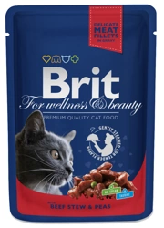 Brit Premium Cat pentru pisici adulte cu carne de vită și mazăre 100g