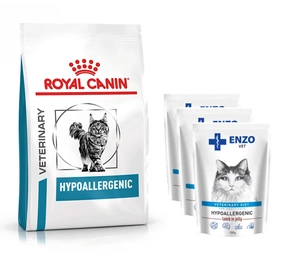 ROYAL CANIN Hypoallergenic 2.5kg+ ENZO VET Hypoallergenic pentru pisici cu miel în jeleu 3x100g