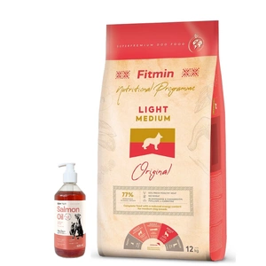 FITMIN Medium Light 12 kg + LAB V Ulei de somon pentru câini și pisici 500 ml