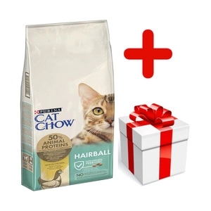 PURINA Cat Chow Hairball Hrană bogată în pui 15kg + o surpriză pentru pisica ta GRATUIT!