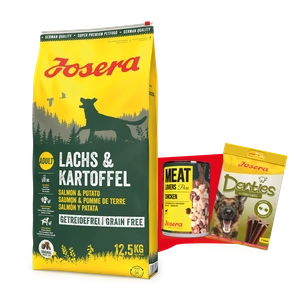 JOSERA Somon și cartofi - fără cereale 12,5kg + Denties 180g & Meatlovers 400g GRATUIT!!!