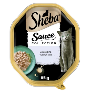 SHEBA Sauce Collection tavă 85g – hrană umedă completă pentru pisici adulte, bucăți cu vițel, în sos