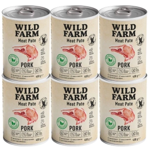 Wild Farm Pate Pork 6x400g hrană pentru câini fără gluten
